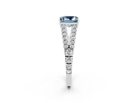 White gold Princess Cut Cut Split Shank Pave Diamond Engagement Ring with Four-Prong Setting_2