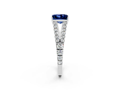 White gold Princess Cut Cut Split Shank Pave Diamond Engagement Ring with Four-Prong Setting_2