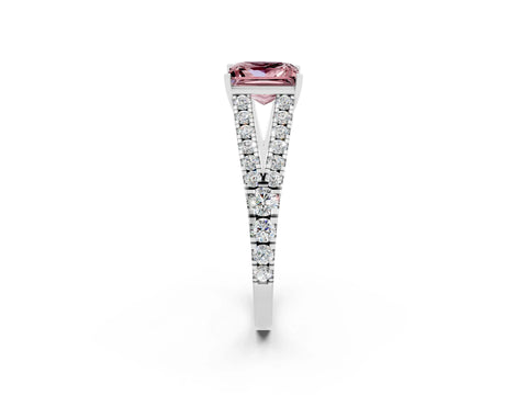 White gold Princess Cut Cut Split Shank Pave Diamond Engagement Ring with Four-Prong Setting_2