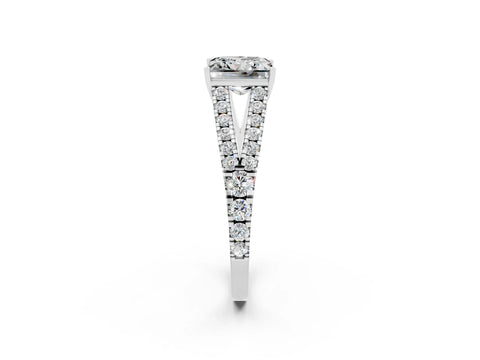 White gold Princess Cut Cut Split Shank Pave Diamond Engagement Ring with Four-Prong Setting_2