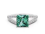 White gold Princess Cut Cut Split Shank Pave Diamond Engagement Ring with Four-Prong Setting