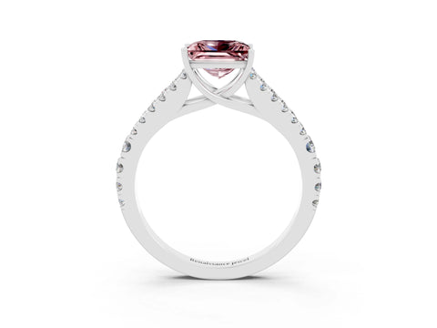White gold Princess Cut Cut Split Shank Pave Diamond Engagement Ring with Four-Prong Setting_3