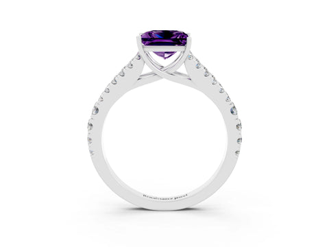 White gold Princess Cut Cut Split Shank Pave Diamond Engagement Ring with Four-Prong Setting_3