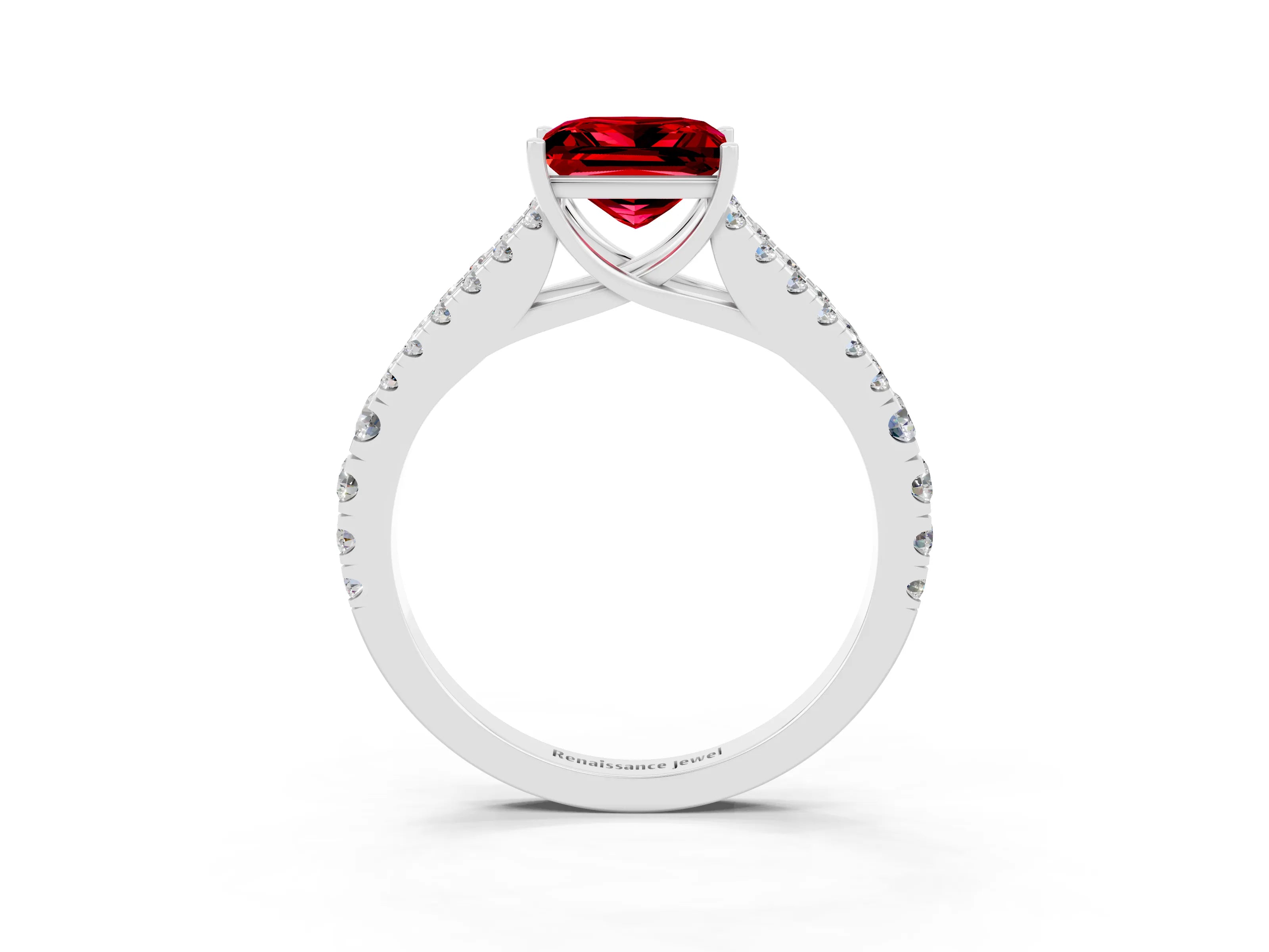 White gold Princess Cut Cut Split Shank Pave Diamond Engagement Ring with Four-Prong Setting_3