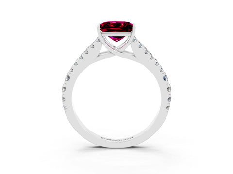 White gold Princess Cut Cut Split Shank Pave Diamond Engagement Ring with Four-Prong Setting_3