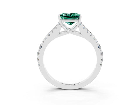 White gold Princess Cut Cut Split Shank Pave Diamond Engagement Ring with Four-Prong Setting_3