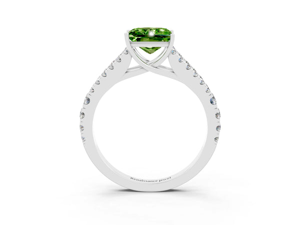 White gold Princess Cut Cut Split Shank Pave Diamond Engagement Ring with Four-Prong Setting