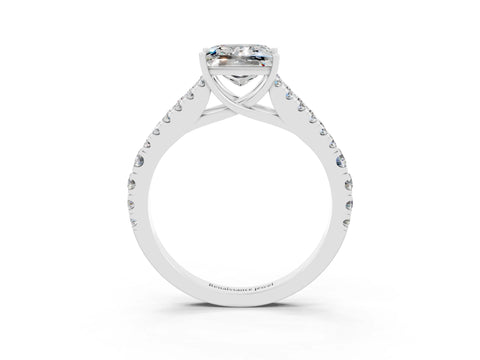 White gold Princess Cut Cut Split Shank Pave Diamond Engagement Ring with Four-Prong Setting_3
