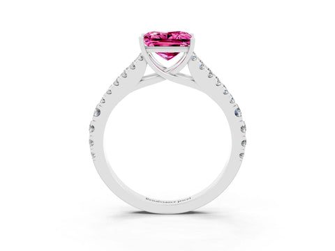 White gold Princess Cut Cut Split Shank Pave Diamond Engagement Ring with Four-Prong Setting_3