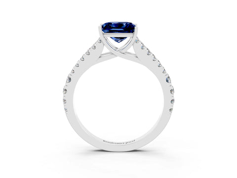 White gold Princess Cut Cut Split Shank Pave Diamond Engagement Ring with Four-Prong Setting_3