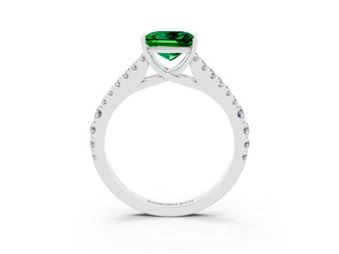 White gold Princess Cut Cut Split Shank Pave Diamond Engagement Ring with Four-Prong Setting_3