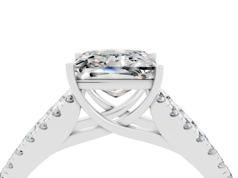 White gold Princess Cut Cut Split Shank Pave Diamond Engagement Ring with Four-Prong Setting_4