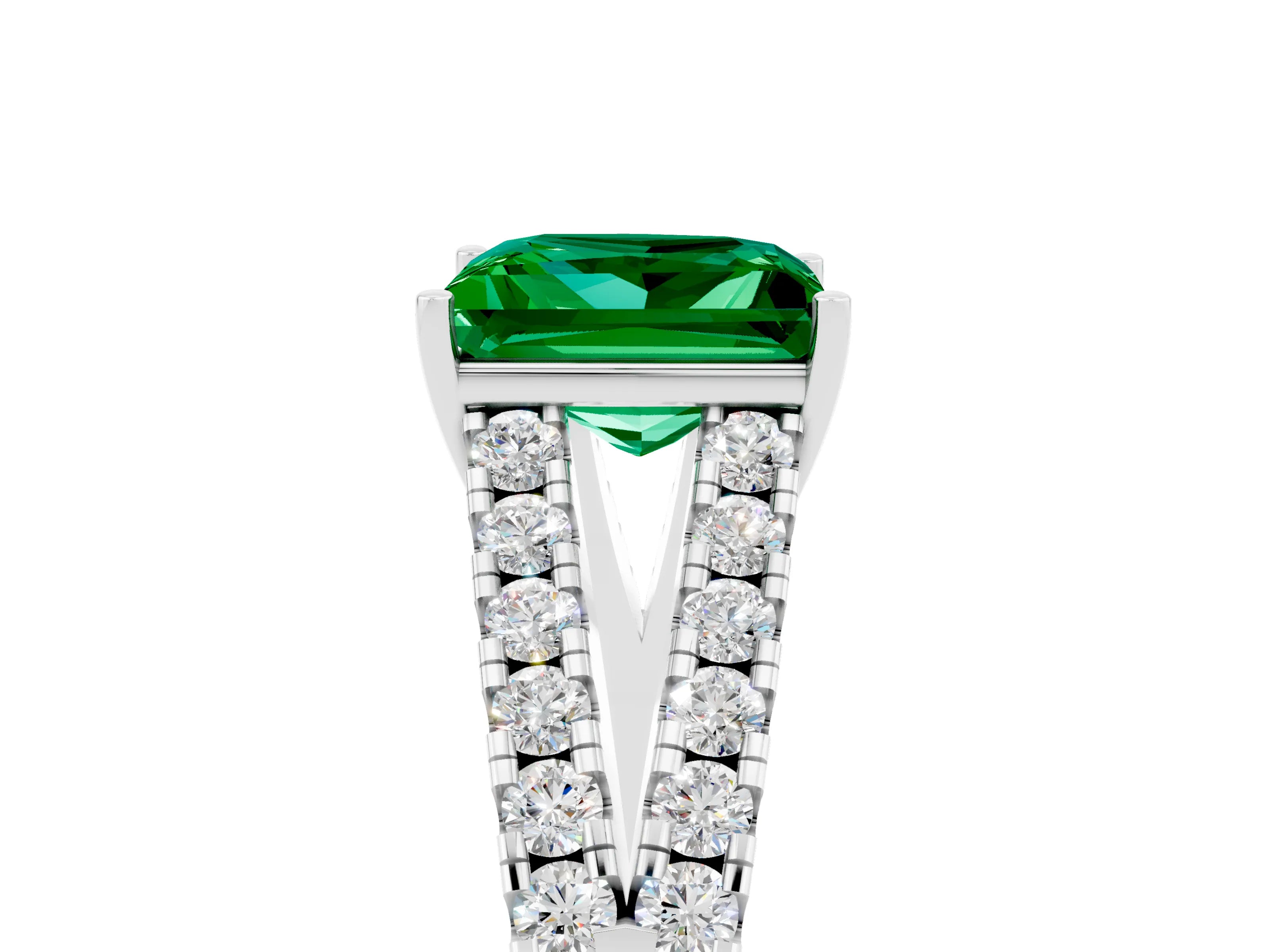 White gold Princess Cut Cut Split Shank Pave Diamond Engagement Ring with Four-Prong Setting_5