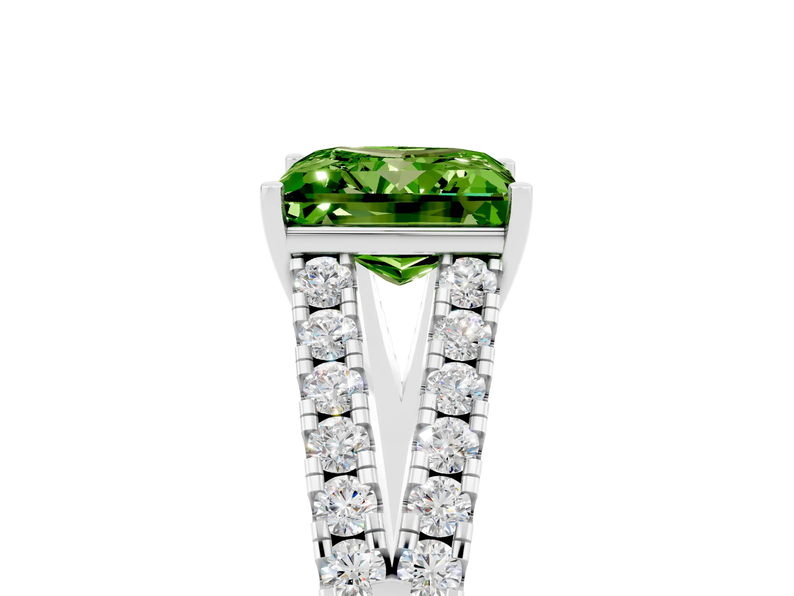 White gold Princess Cut Cut Split Shank Pave Diamond Engagement Ring with Four-Prong Setting_5