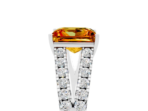 White gold Princess Cut Cut Split Shank Pave Diamond Engagement Ring with Four-Prong Setting_5
