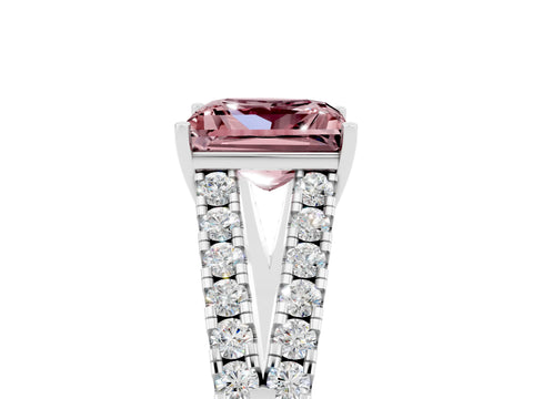 White gold Princess Cut Cut Split Shank Pave Diamond Engagement Ring with Four-Prong Setting_5