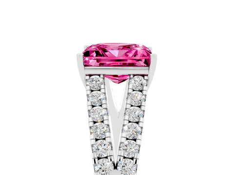White gold Princess Cut Cut Split Shank Pave Diamond Engagement Ring with Four-Prong Setting_5