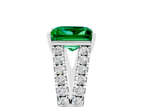 White gold Princess Cut Cut Split Shank Pave Diamond Engagement Ring with Four-Prong Setting_5