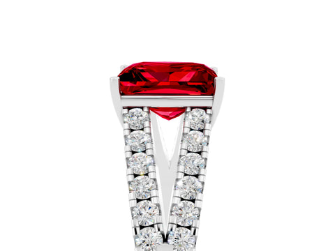 White gold Princess Cut Cut Split Shank Pave Diamond Engagement Ring with Four-Prong Setting_5