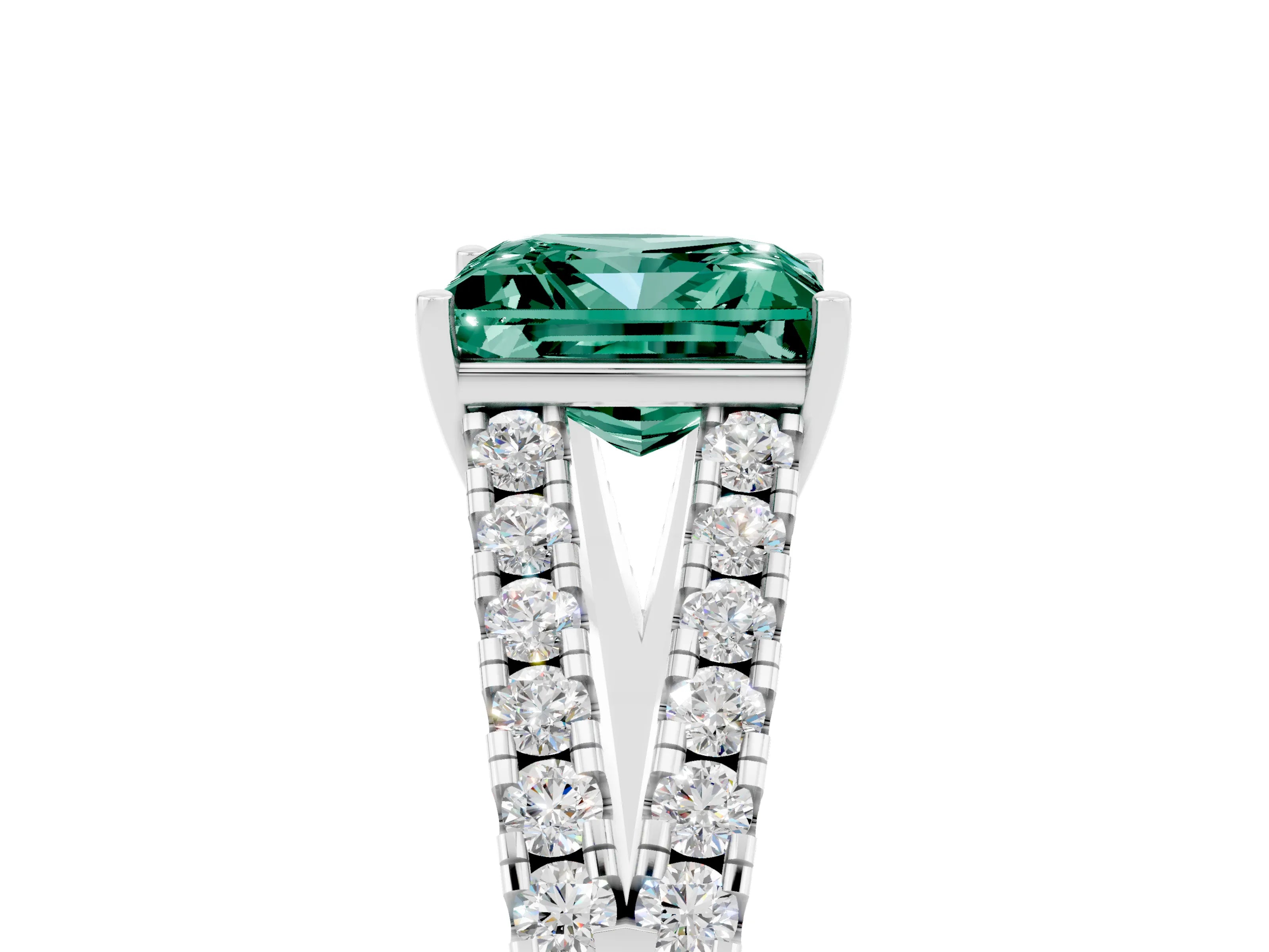 White gold Princess Cut Cut Split Shank Pave Diamond Engagement Ring with Four-Prong Setting_5