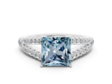 White gold Princess Cut Cut Split Shank Pave Diamond Engagement Ring with Four-Prong Setting