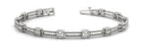 White gold Princess Cut Diamond Box Link Tennis Bracelet with Milgrain Prong Setting