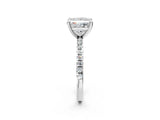 White gold Princess Cut Diamond Brilliant Solitaire Ring with Pavé Band and Four-Prong Setting_172