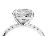 White gold Princess Cut Diamond Brilliant Solitaire Ring with Pavé Band and Four-Prong Setting_174