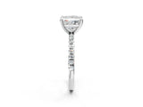 White gold Princess Cut Diamond Brilliant Solitaire Ring with Pavé Band and Four-Prong Setting_31