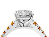 White gold Princess Cut Diamond Cathedral Solitaire Ring with Round with Citrine side stone Pavé Band_28