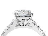 White gold Princess Cut Diamond Cathedral Solitaire Ring with Round with Moissanite side stone Pavé Band_16