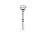 White gold Princess Cut Diamond Cathedral Solitaire Ring with Round with Moissanite side stone Pavé Band_26