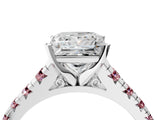 White gold Princess Cut Diamond Cathedral Solitaire Ring with Round with Morganite side stone Pavé Band_16