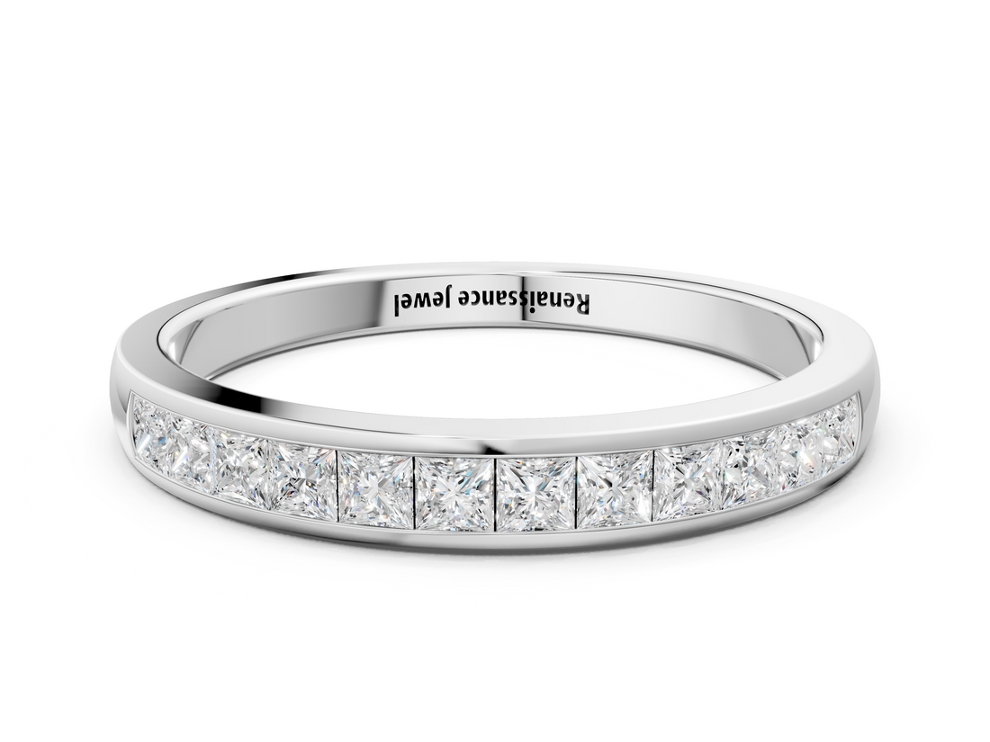 White gold Princess Cut Diamond Channel Set Eternity Band_12