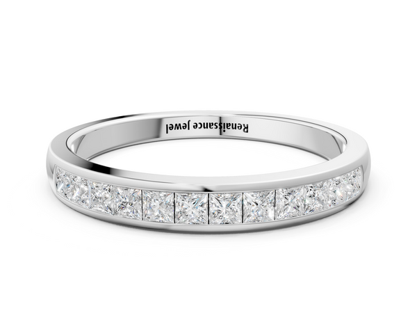 White gold Princess Cut Diamond Channel Set Eternity Band