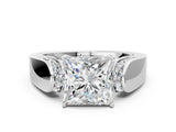 White gold Princess Cut Diamond Channel Set Solitaire Ring with Four-Prong Setting_34