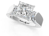 White gold Princess Cut Diamond Channel Set Solitaire Ring with Four-Prong Setting_35