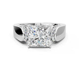 White gold Princess Cut Diamond Channel Set Solitaire Ring with Four-Prong Setting_83