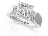 White gold Princess Cut Diamond Channel Set Solitaire Ring with Four-Prong Setting_84