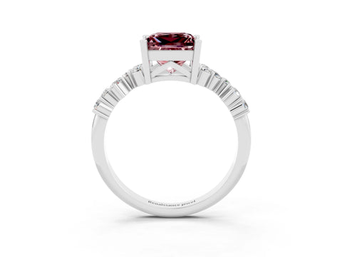 White gold Princess Cut Diamond Cluster Pavé Band with Four-Prong Setting_10