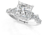 White gold Princess Cut Diamond Cluster Pavé Band with Four-Prong Setting_10