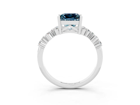 White gold Princess Cut Diamond Cluster Pavé Band with Four-Prong Setting_15