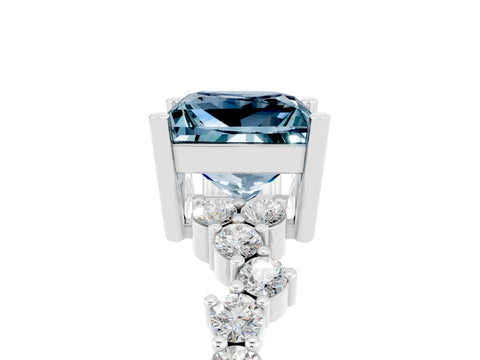 White gold Princess Cut Diamond Cluster Pavé Band with Four-Prong Setting_17