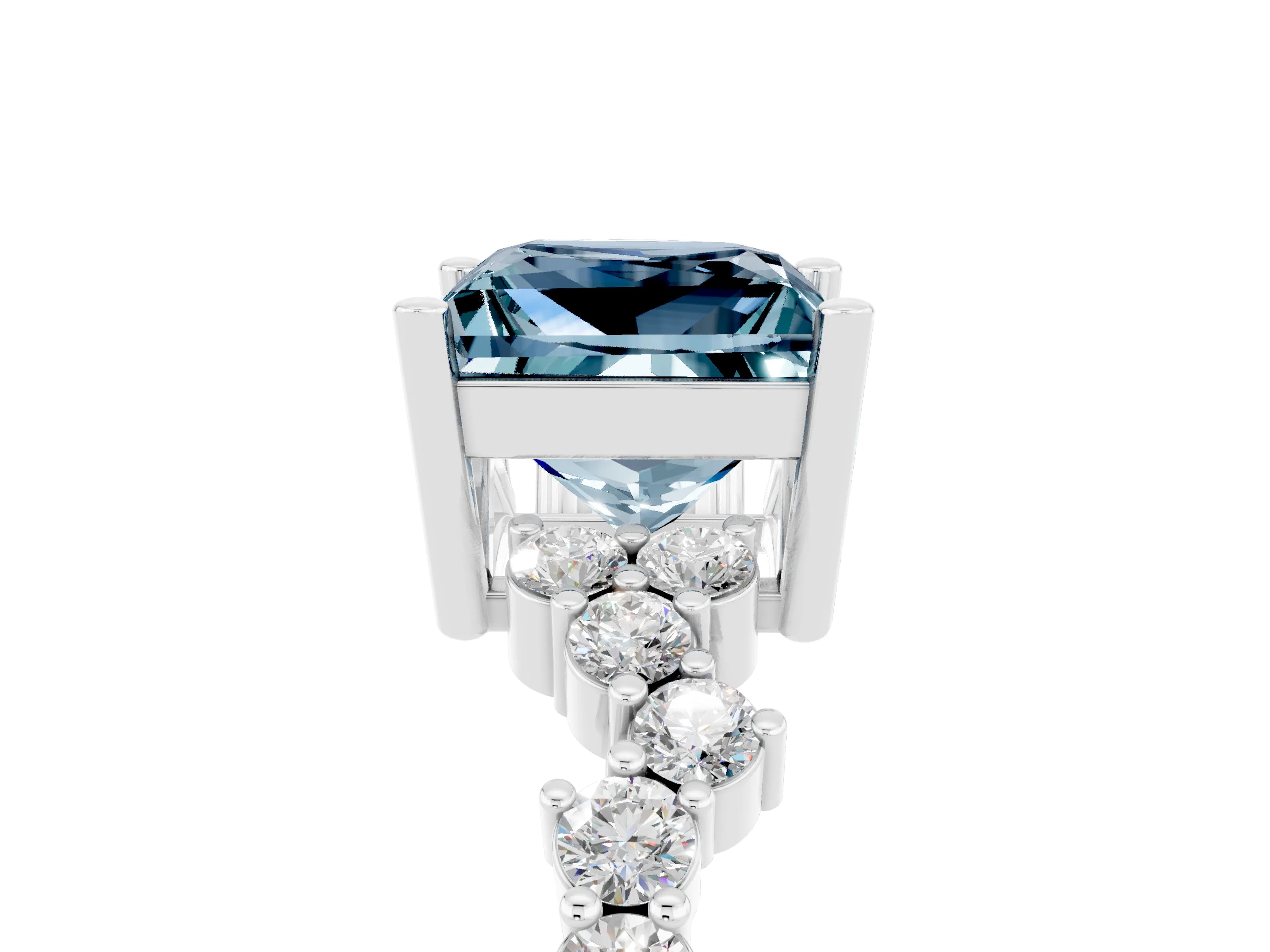 White gold Princess Cut Diamond Cluster Pavé Band with Four-Prong Setting_17
