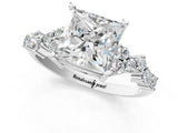 White gold Princess Cut Diamond Cluster Pavé Band with Four-Prong Setting_19