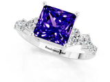 White gold Princess Cut Diamond Cluster Pavé Band with Four-Prong Setting_1
