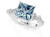 White gold Princess Cut Diamond Cluster Pavé Band with Four-Prong Setting_1