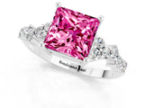 White gold Princess Cut Diamond Cluster Pavé Band with Four-Prong Setting_1