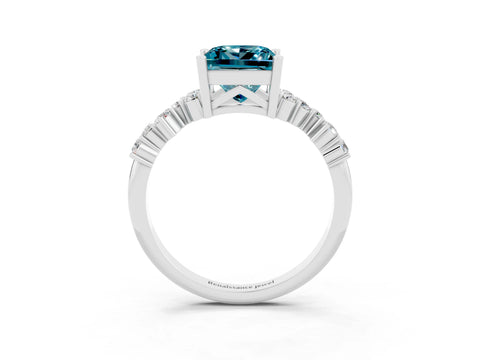 White gold Princess Cut Diamond Cluster Pavé Band with Four-Prong Setting_21