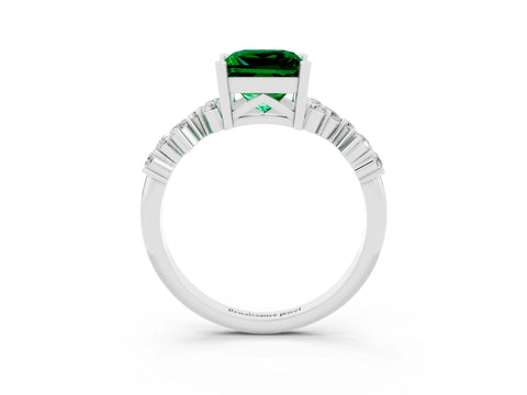 White gold Princess Cut Diamond Cluster Pavé Band with Four-Prong Setting_21